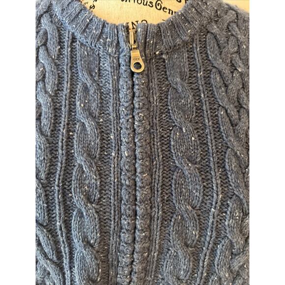 Woman’s Silk & Wool Blue Zip Up Cardigan Preppy Grandpa Grunge Sz M - Picture 3 of 8